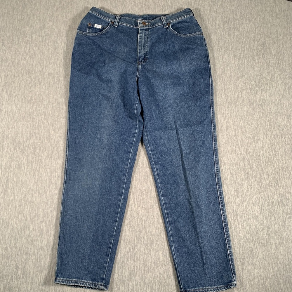 Lee Jeans Womens 14P Blue High Rise Tapered Leg Stretch Denim Pants Casual